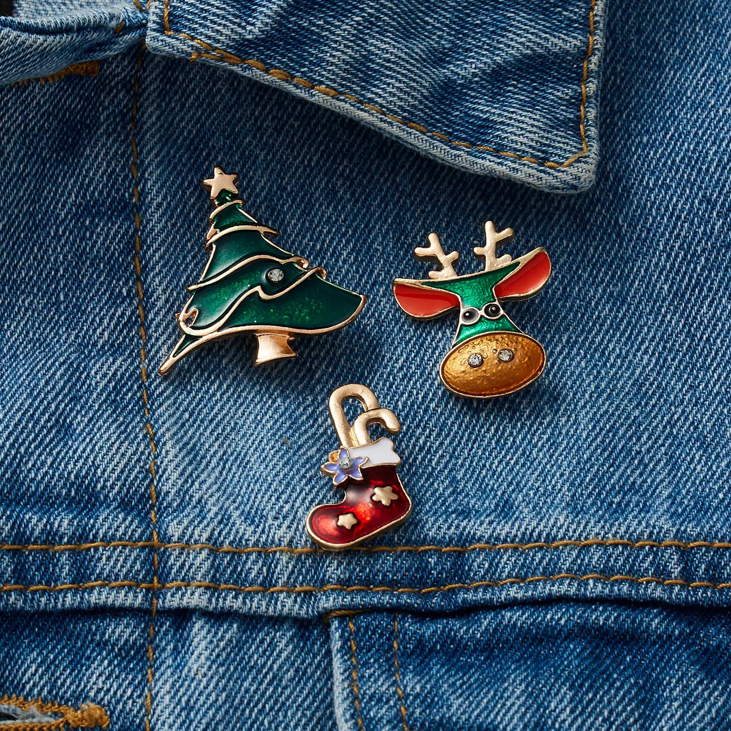 Festive Brooch Trio