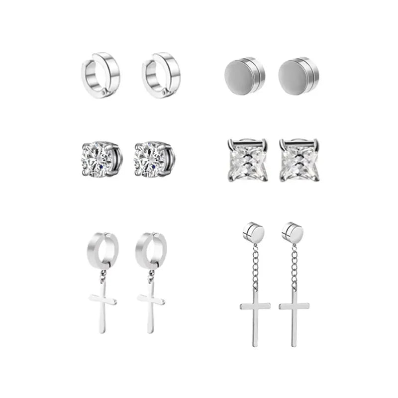 12-Pair Non-Piercing Earrings Set