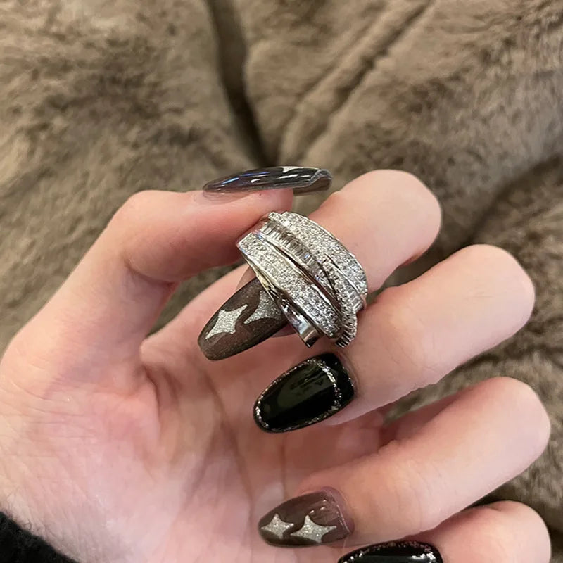 Cubic Zircon Cross Ring