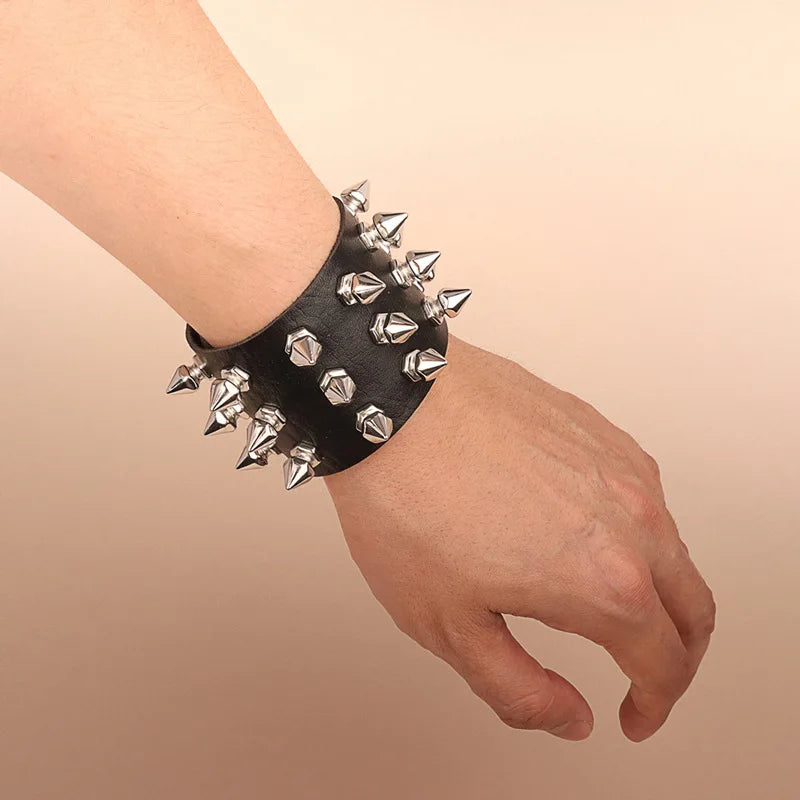Goth Spike Leather Bracelet