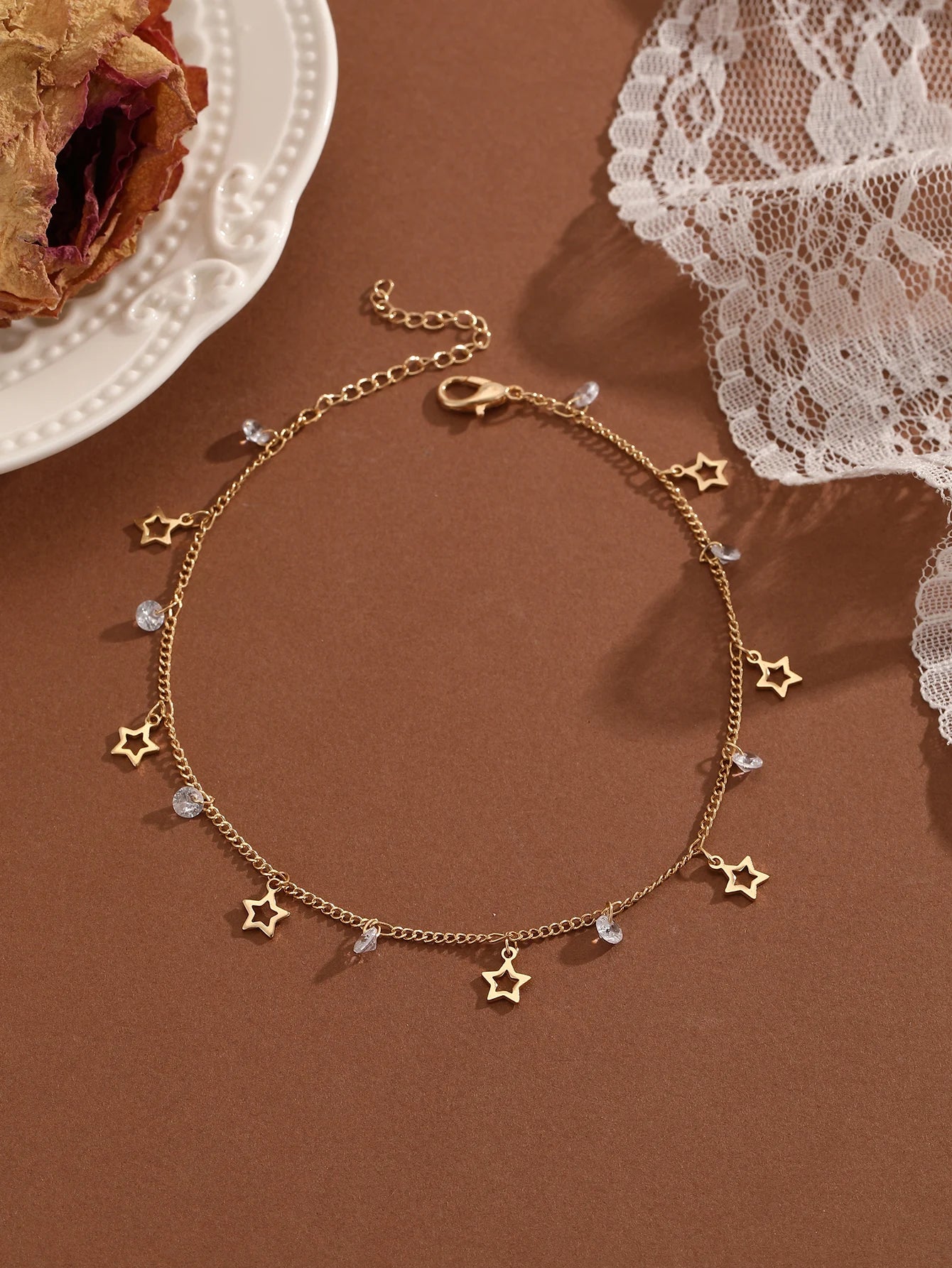 Crystal Zircon Anklet