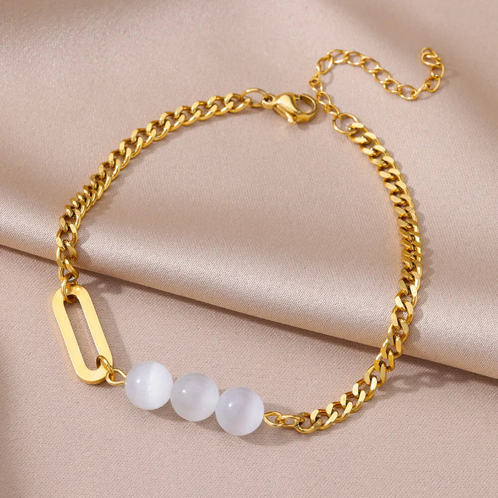 Gold Pearl Beach Anklet