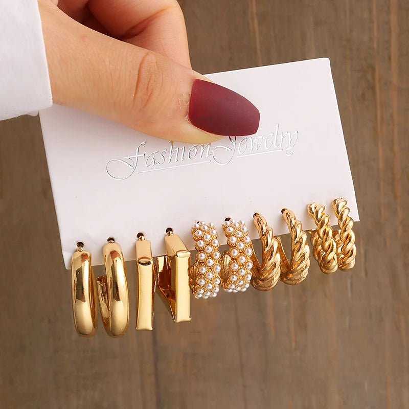 Geo Pearl Drop Earrings