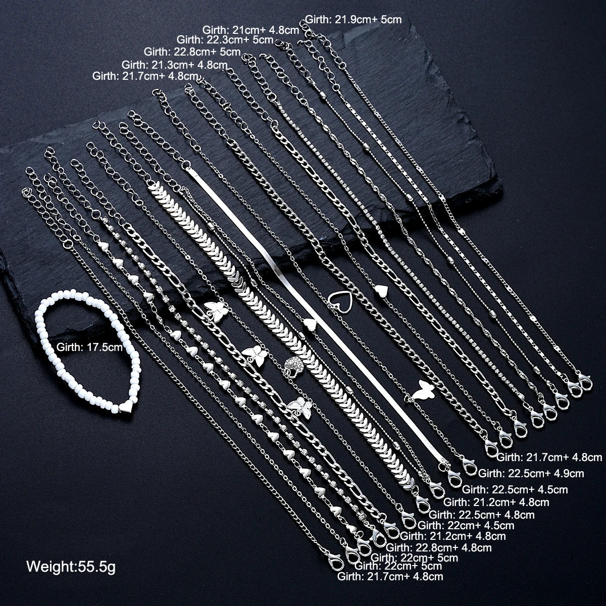 19-Piece Fashion Anklet Set