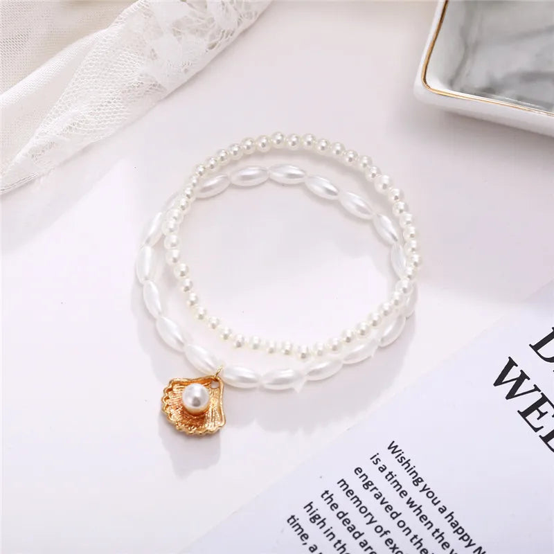 Simulated Pearl Shell Anklet