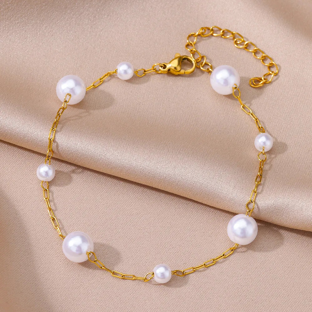 Gold Pearl Beach Anklet