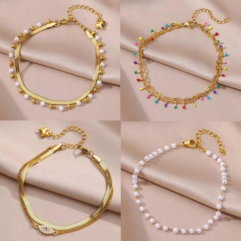 Gold Pearl Beach Anklet