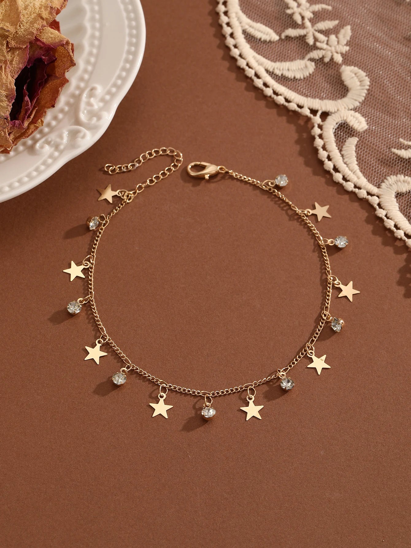 Crystal Zircon Anklet