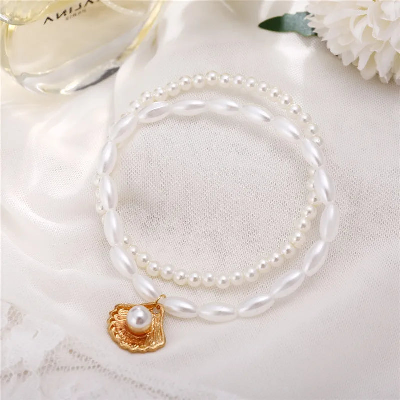 Simulated Pearl Shell Anklet