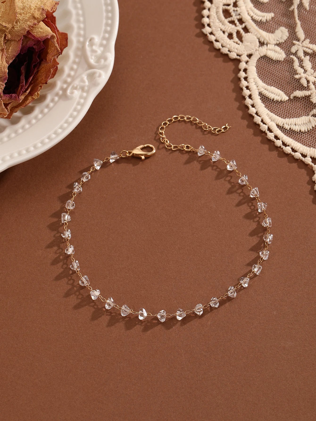 Crystal Zircon Anklet
