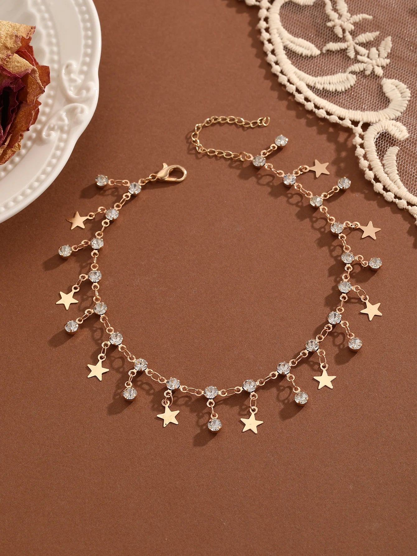 Crystal Zircon Anklet
