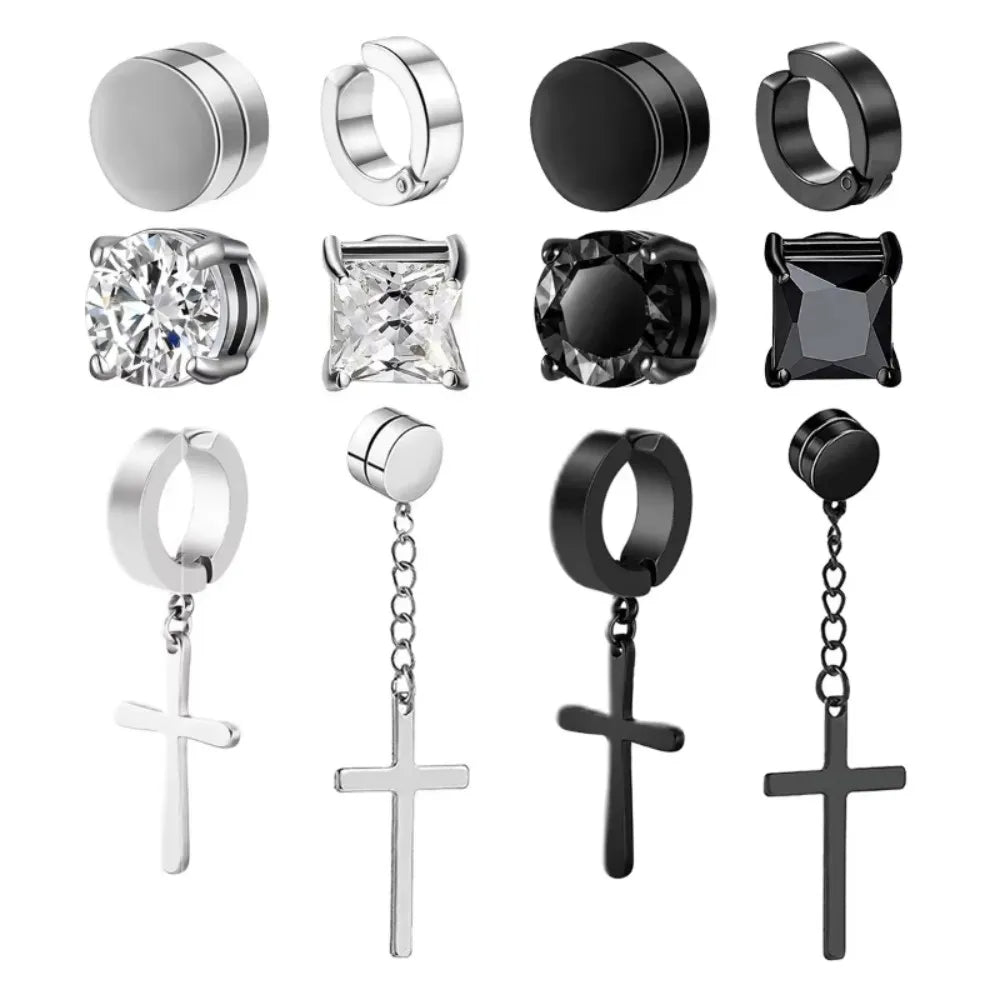 12-Pair Non-Piercing Earrings Set