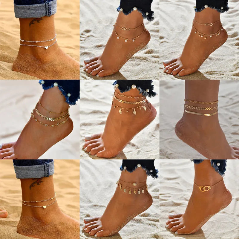 Trendy Beads & Chain Anklet