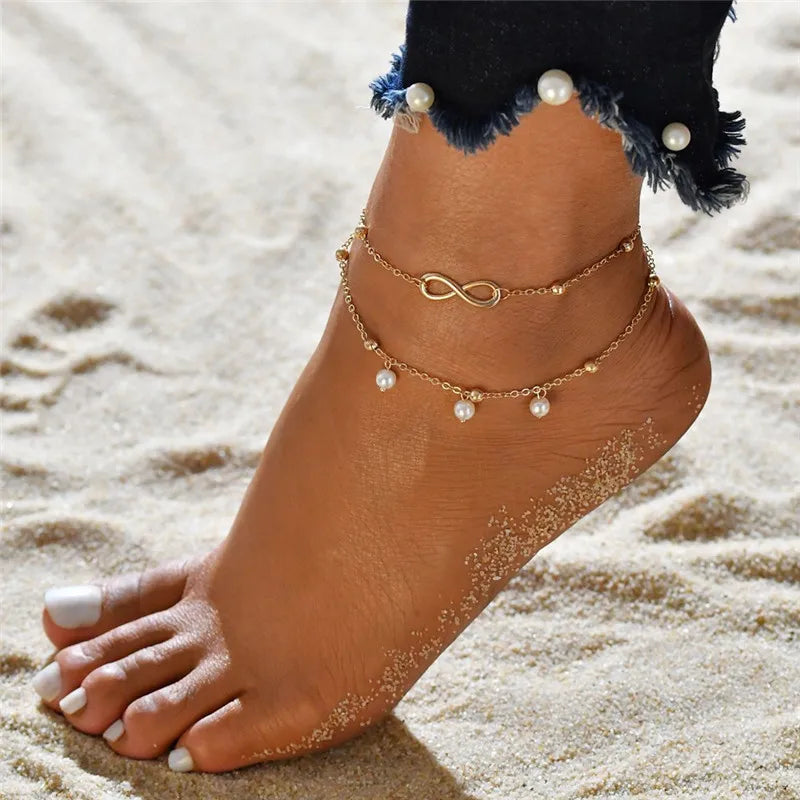 Trendy Beads & Chain Anklet