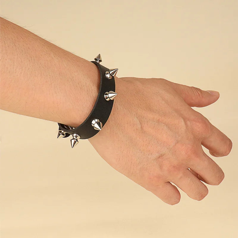 Goth Spike Leather Bracelet