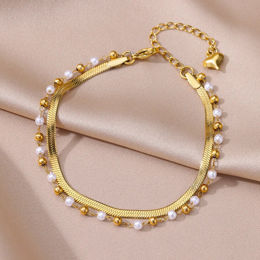 Gold Pearl Beach Anklet