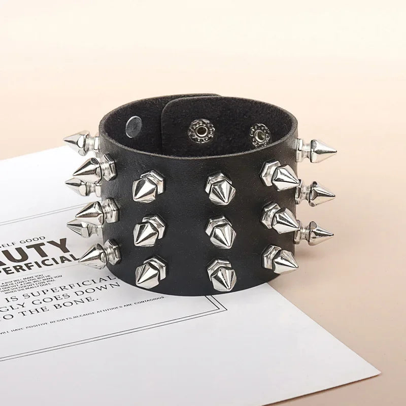 Goth Spike Leather Bracelet