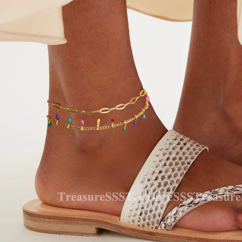 Gold Pearl Beach Anklet