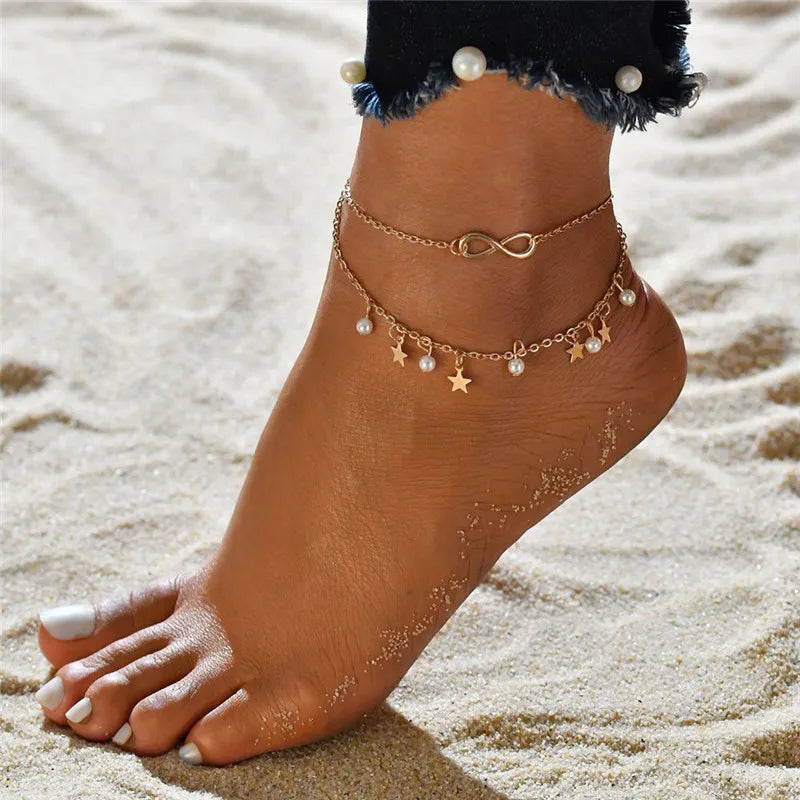 Simulated Pearl Shell Anklet