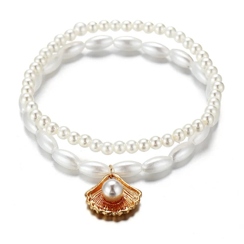 Simulated Pearl Shell Anklet