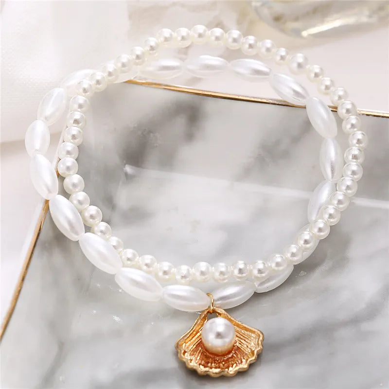 Simulated Pearl Shell Anklet