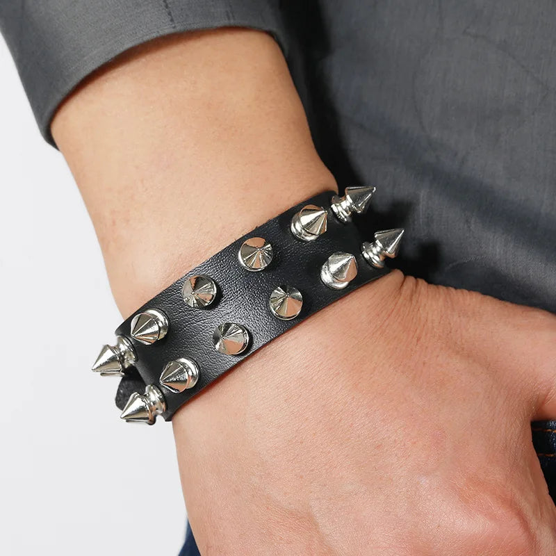 Goth Spike Leather Bracelet