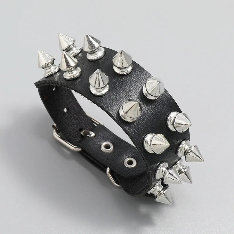 Goth Spike Leather Bracelet