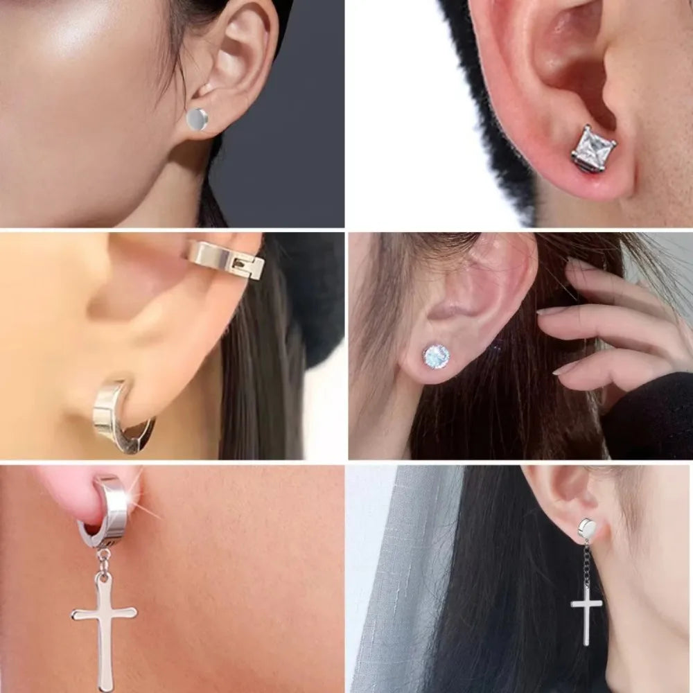12-Pair Non-Piercing Earrings Set