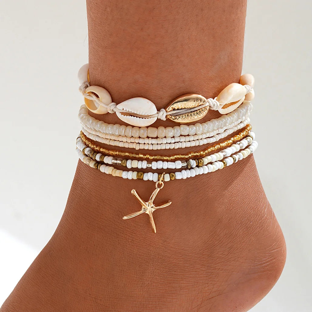 Exquisite 5-Piece Anklet Set