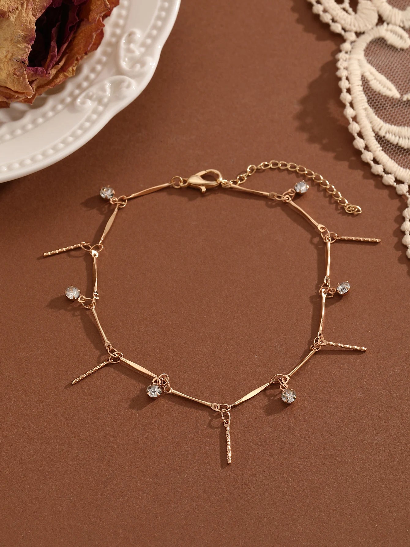 Crystal Zircon Anklet