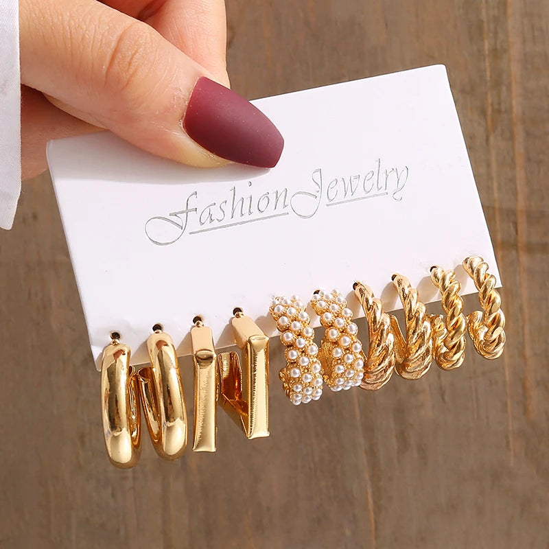 Geo Pearl Drop Earrings