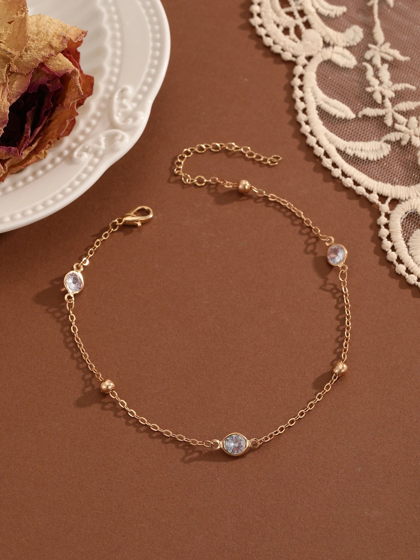 Crystal Zircon Anklet