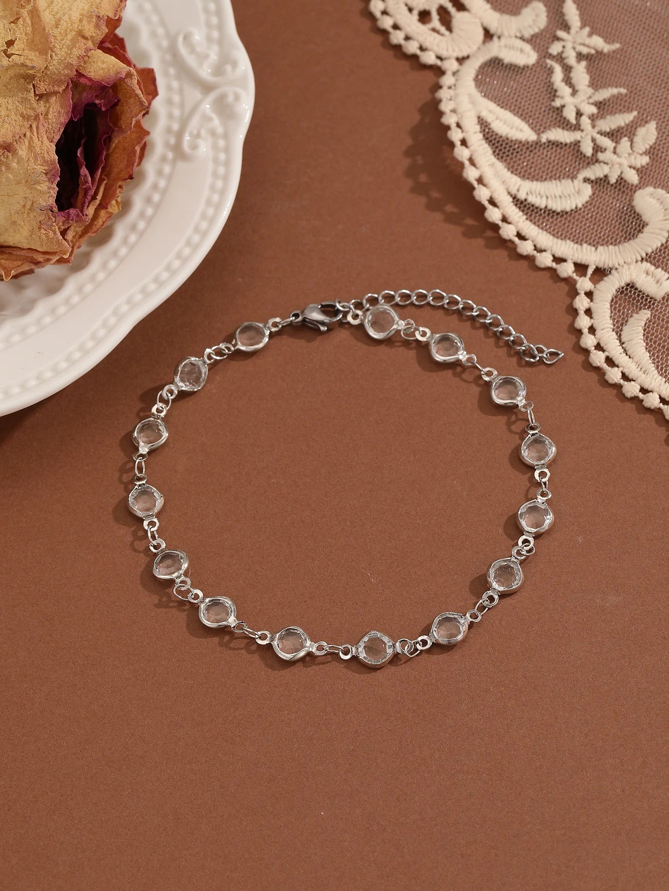 Crystal Zircon Anklet