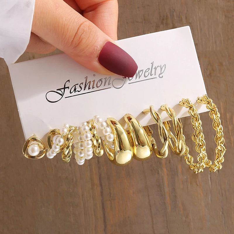 Geo Pearl Drop Earrings