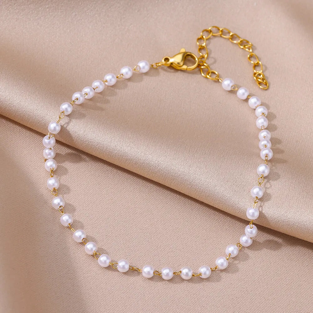 Gold Pearl Beach Anklet