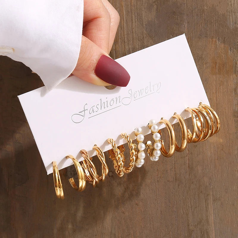 Geo Pearl Drop Earrings