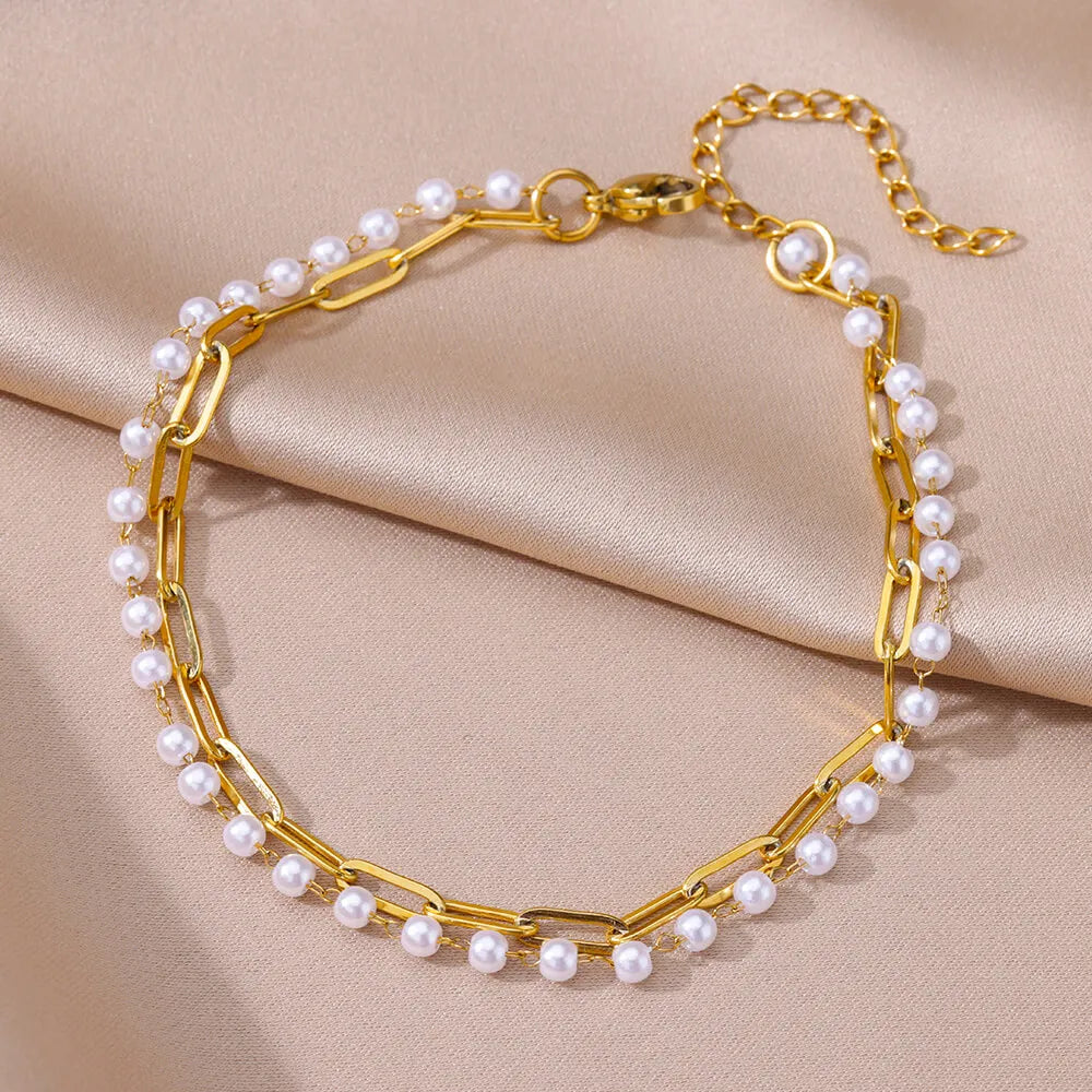 Gold Pearl Beach Anklet