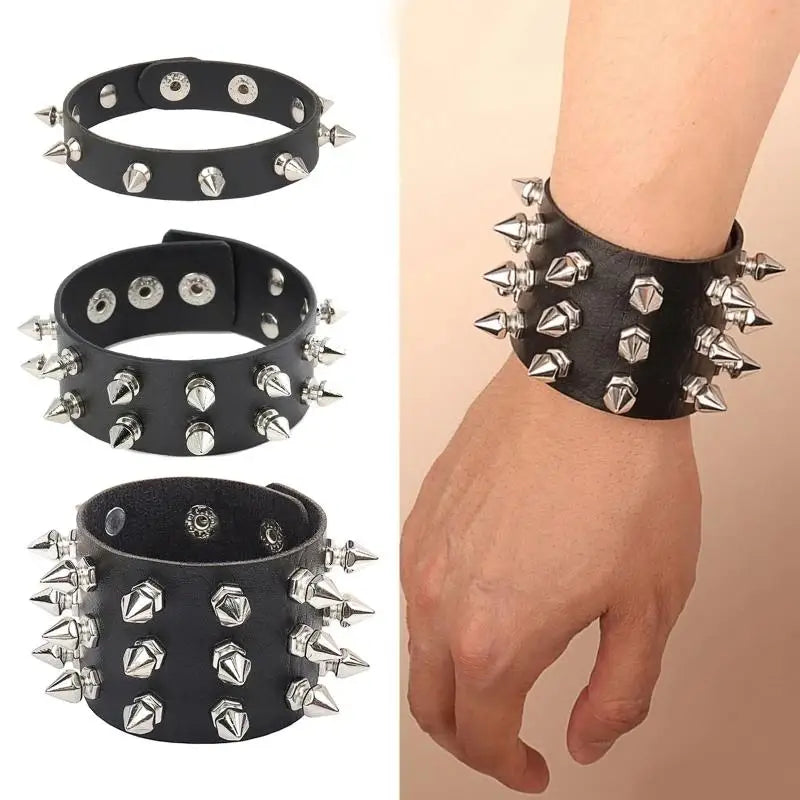 Goth Spike Leather Bracelet